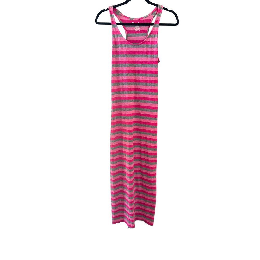Just‎ Love 2010s Womens Pink Gray Striped Racerback Maxi Dress Medium Cotton